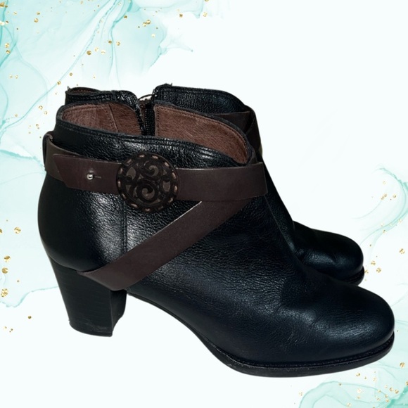 Brighton Gaucho Black Leather Booties